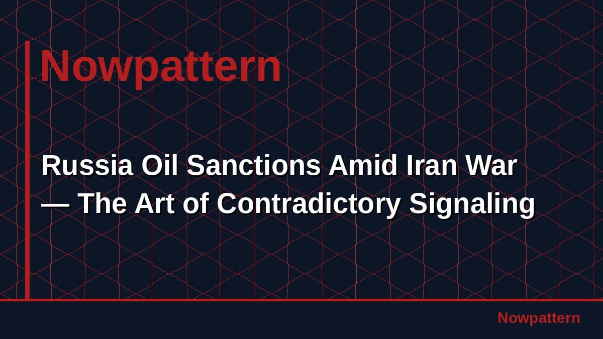 Russia Oil Sanctions Amid Iran War — The Art of Contradictory Signaling
