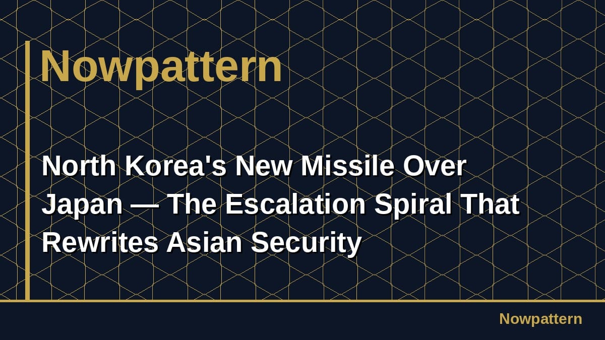North Korea's New Missile Over Japan — The Escalation Spiral That Rewrites Asian Security