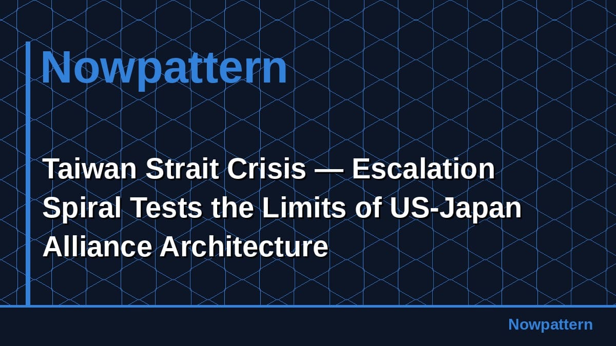Taiwan Strait Crisis — Escalation Spiral Tests the Limits of US-Japan Alliance Architecture