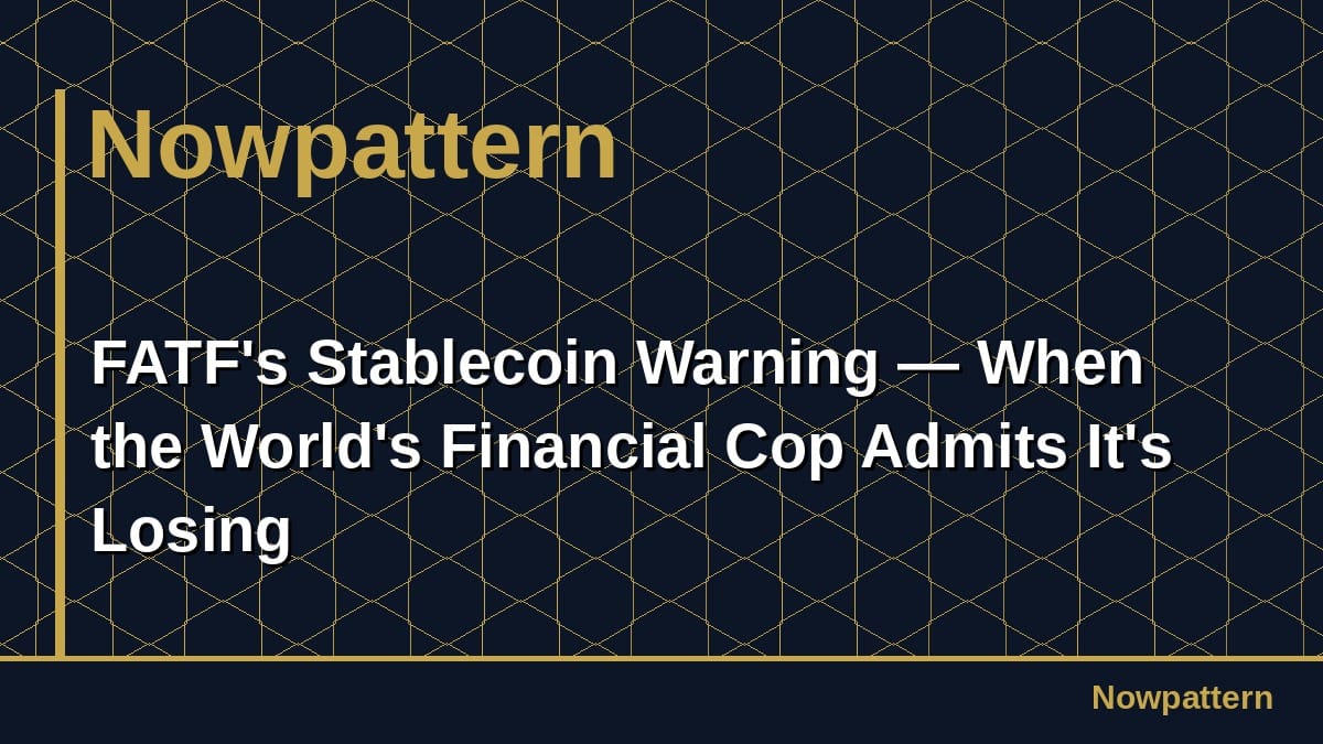 FATF's Stablecoin Warning — When the World's Financial Cop Admits It's Losing