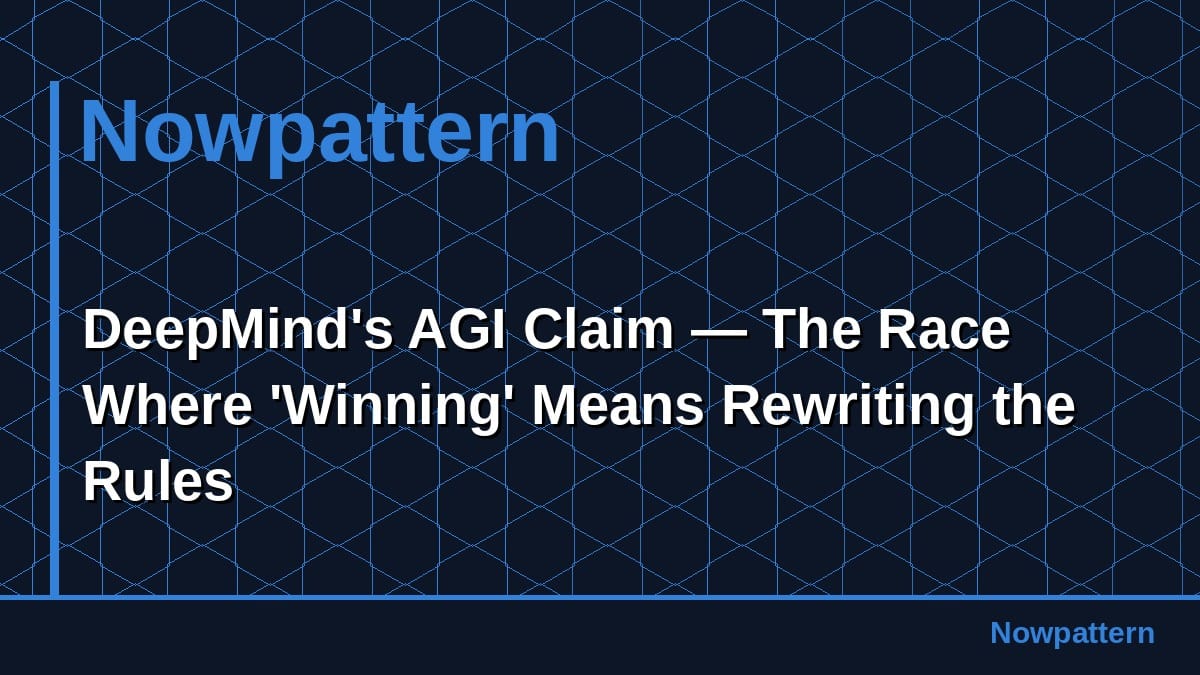DeepMind's AGI Claim — The Race Where 'Winning' Means Rewriting the Rules