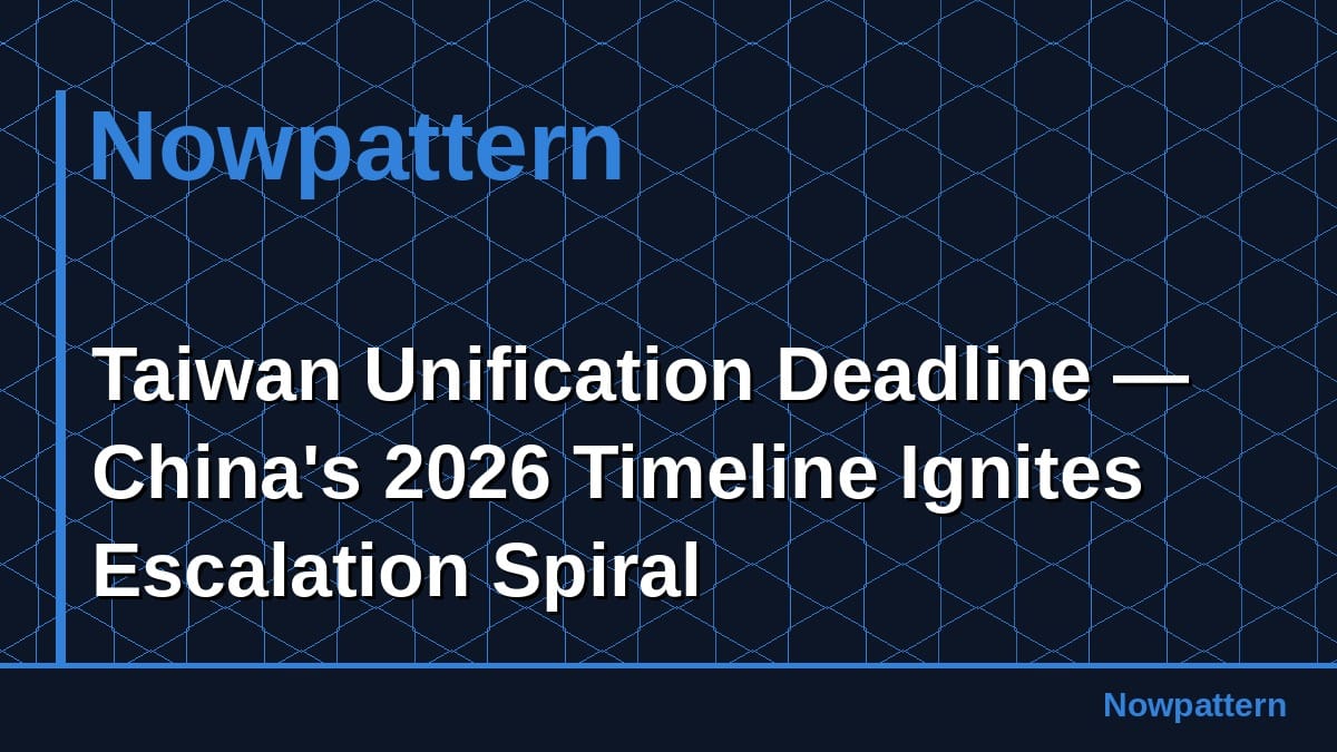 Taiwan Unification Deadline — China's 2026 Timeline Ignites Escalation Spiral