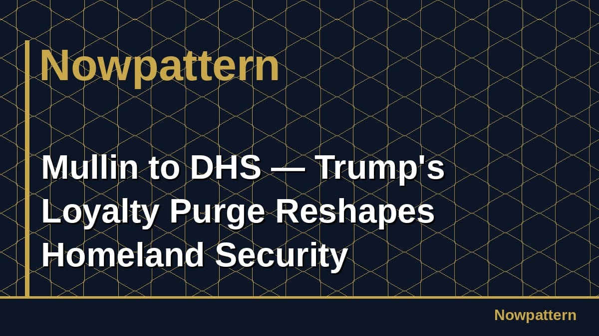 Mullin to DHS — Trump's Loyalty Purge Reshapes Homeland Security