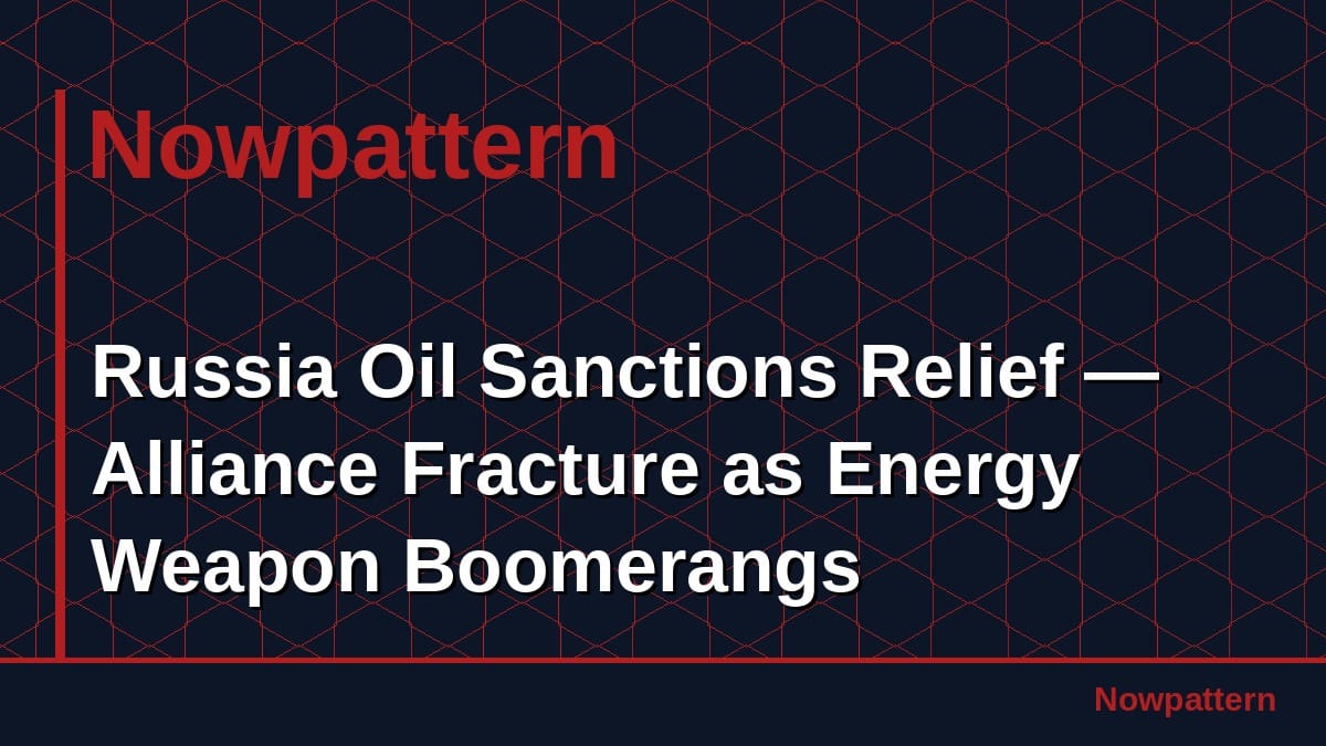 Russia Oil Sanctions Relief — Alliance Fracture as Energy Weapon Boomerangs
