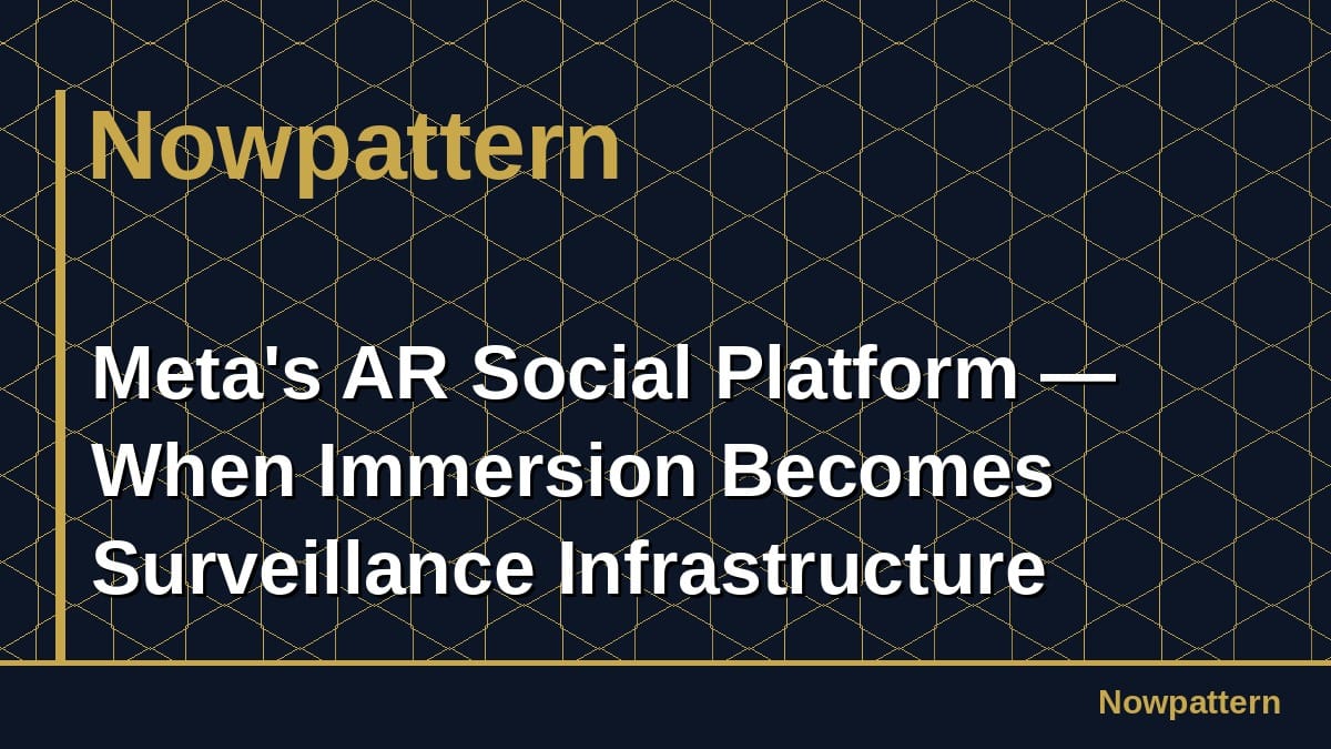Meta's AR Social Platform — When Immersion Becomes Surveillance Infrastructure
