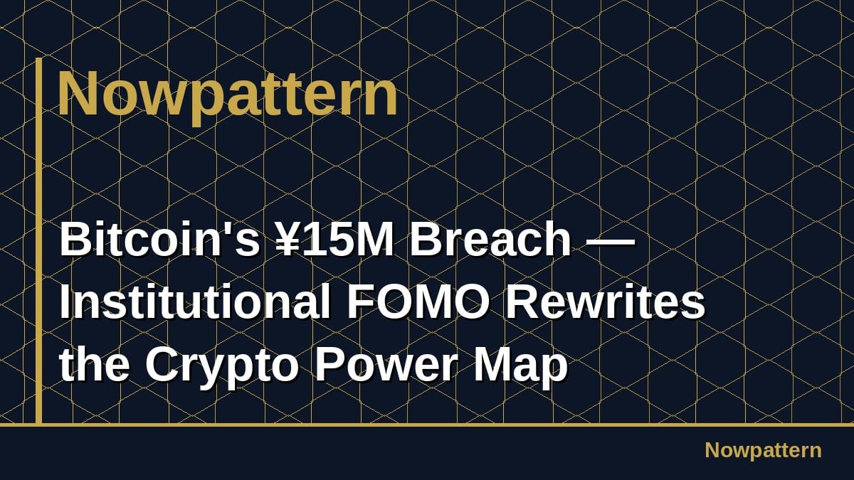 Bitcoin's ¥15M Breach — Institutional FOMO Rewrites the Crypto Power Map