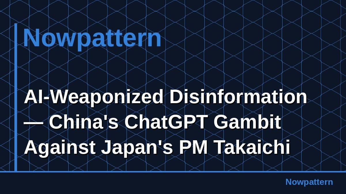 AI-Weaponized Disinformation — China's ChatGPT Gambit Against Japan's PM Takaichi