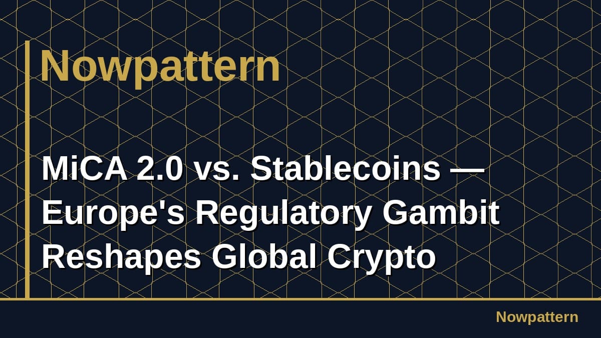 MiCA 2.0 vs. Stablecoins — Europe's Regulatory Gambit Reshapes Global Crypto