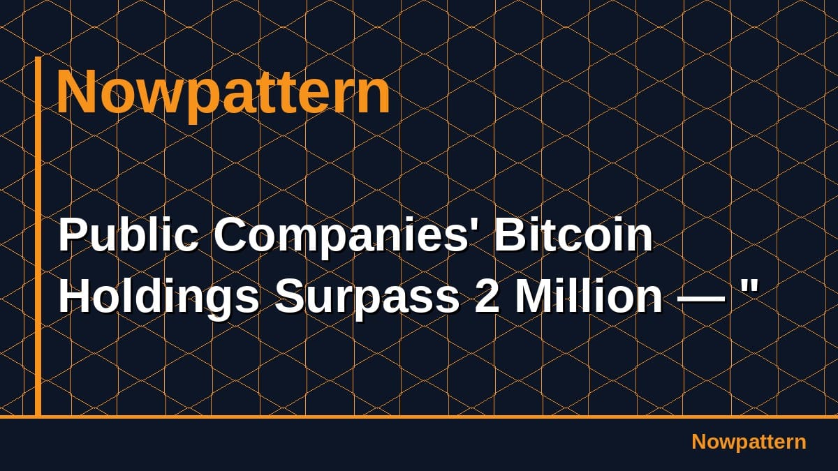 Public Companies' Bitcoin Holdings Surpass 2 Million — "