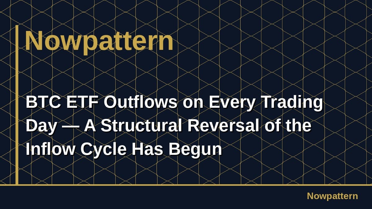 BTC ETF Outflows on Every Trading Day — A Structural Reversal of the Inflow Cycle Has Begun