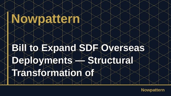 Bill to Expand SDF Overseas Deployments — Structural Transformation of