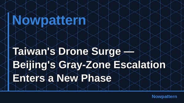 Taiwan's Drone Surge — Beijing's Gray-Zone Escalation Enters a New Phase