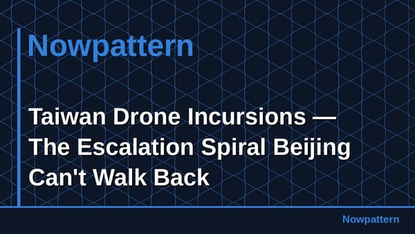 Taiwan Drone Incursions — The Escalation Spiral Beijing Can't Walk Back
