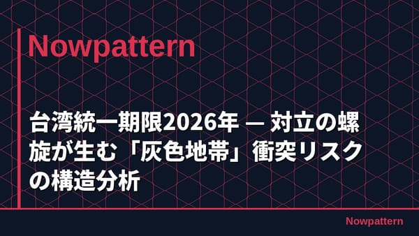 台湾統一期限2026年 — 対立の螺旋が生む「灰色地帯」衝突リスクの構造分析