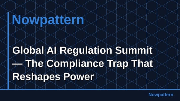 Global AI Regulation Summit — The Compliance Trap That Reshapes Power