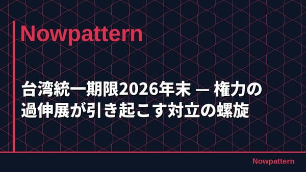 台湾統一期限2026年末 — 権力の過伸展が引き起こす対立の螺旋