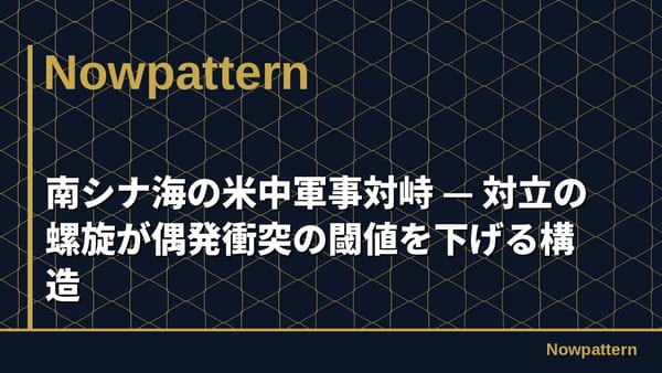南シナ海の米中軍事対峙 — 対立の螺旋が偶発衝突の閾値を下げる構造