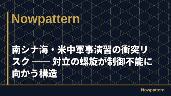 南シナ海・米中軍事演習の衝突リスク ── 対立の螺旋が制御不能に向かう構造