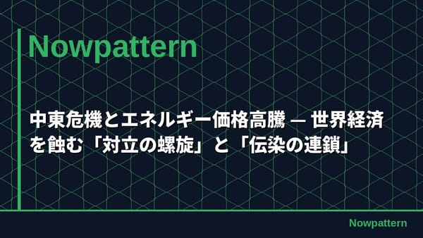 中東危機とエネルギー価格高騰 — 世界経済を蝕む「対立の螺旋」と「伝染の連鎖」
