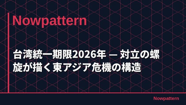 台湾統一期限2026年 — 対立の螺旋が描く東アジア危機の構造