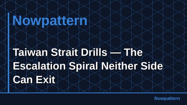 Taiwan Strait Drills — The Escalation Spiral Neither Side Can Exit
